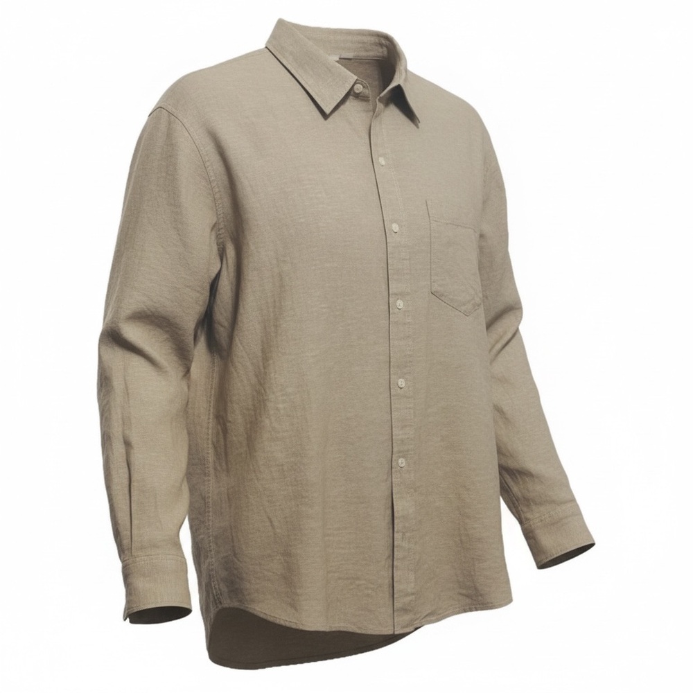 Gap Flax Linen Blend Button Up Men's Sz XL Tan Beige Casual Beach Vacation
